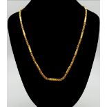A 23K Yellow Gold Foxtail-Bar-Link Chain. 56cm. 45.22g. Tiny hole damage on one bar so a/f. Ref -