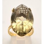 18K YELLOW GOLD STONE SET RING. SIZE N. 8G