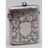 An Antique Silver Vesta Case. Hallmarks for Birmingham. 4 x 3cm.