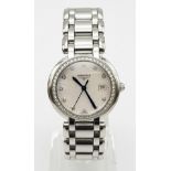 Excellent Condition Ladies Longines Prima Luna Stainless Steel and Diamond Quartz Watch. Set with 48