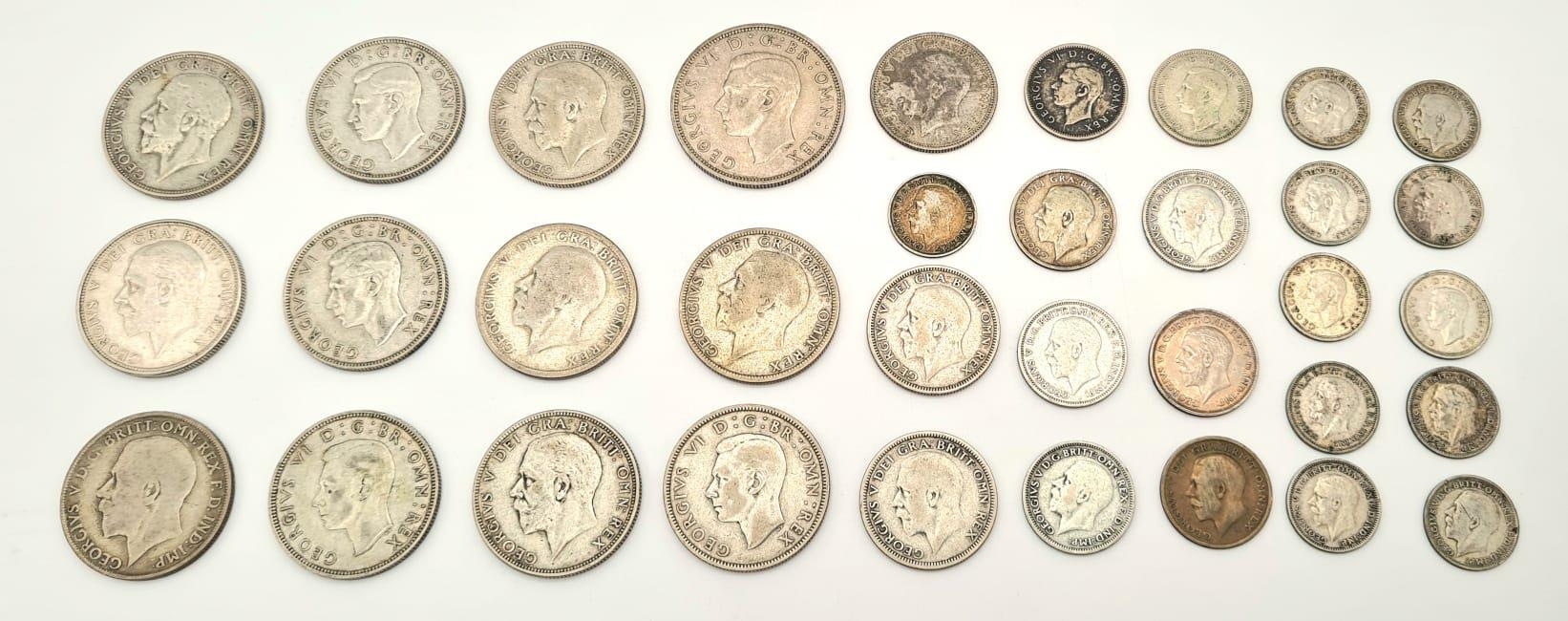 A Selection of Vintage Silver (.500) English Coins. Please see photos for conditions. 185g total - Image 7 of 8