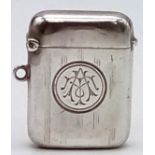 An Antique Silver Vesta Case. Hallmarks for Birmingham. 3 x 4cm.