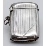 An Antique Silver Vesta Case. Hallmarks for Birmingham. 4.5 x 3cm