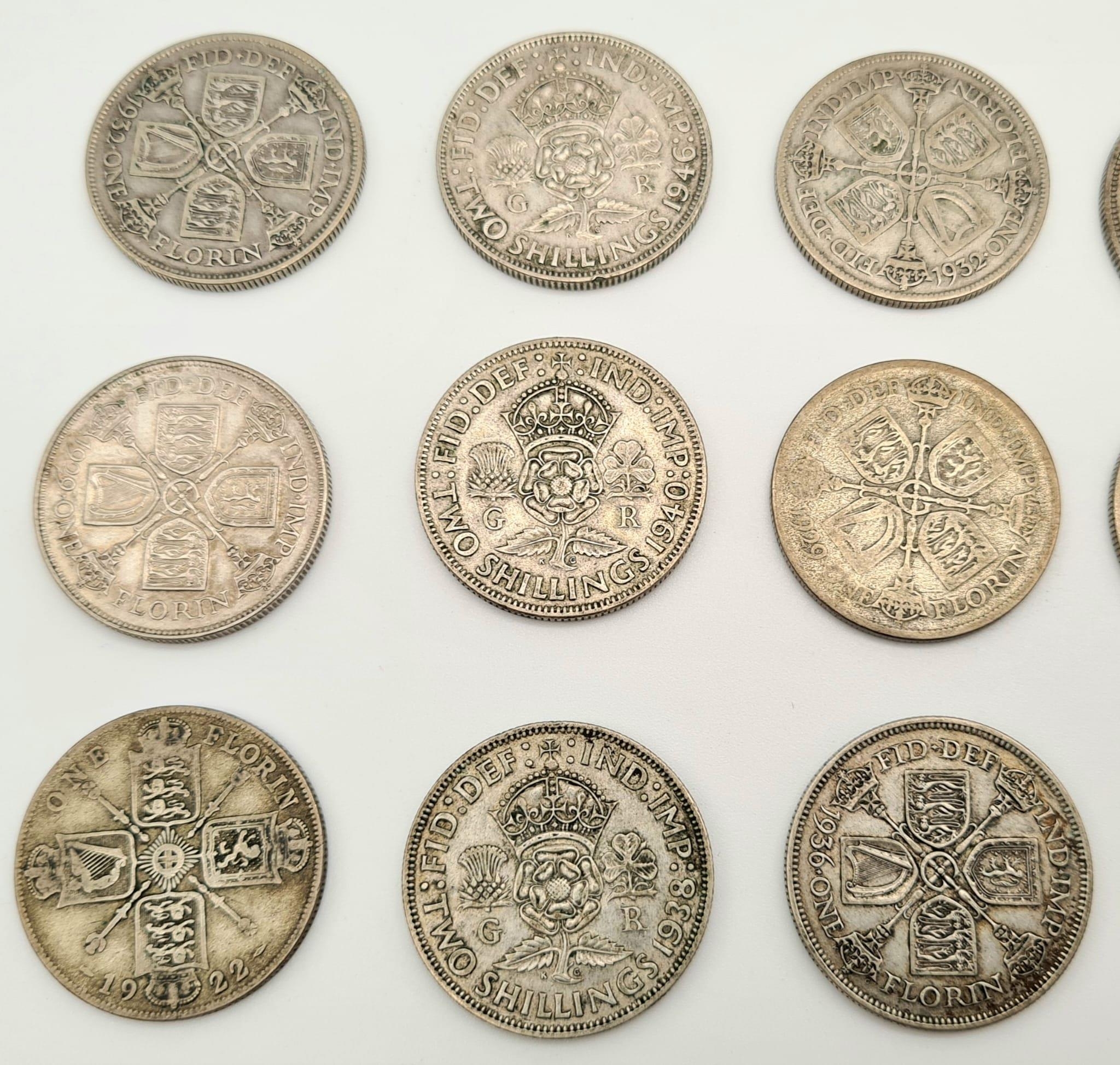 A Selection of Vintage Silver (.500) English Coins. Please see photos for conditions. 185g total - Image 5 of 8