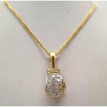 A 9K Yellow Gold Necklace with a 9K Gold White Stone Decorated Boxing Pendant. 4 and 40cm. 32.85g