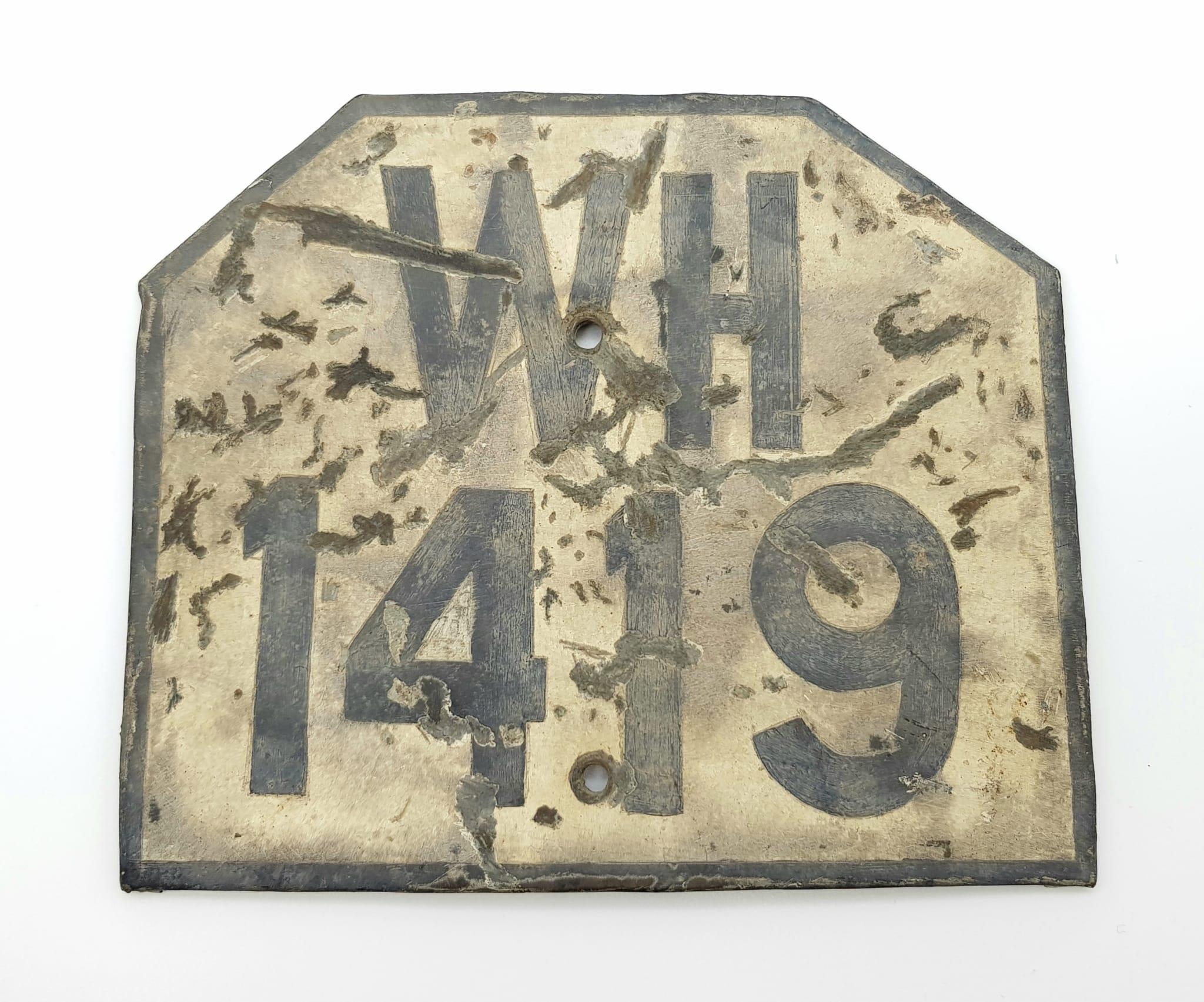 WW2 German Army Motorbike Rear Number Plate.