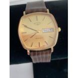 Gentleman’s ROTARY Quartz wristwatch in gold tone. Day/Date model with hexagonal face and golden