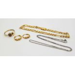 A 22K Yellow Gold Link Bracelet - 21cm and a Pair of 22k Earrings - 13g total weight. An 18K white