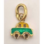 18K YELLOW GOLD ENAMELLED CAR CHARM DC 2.4G