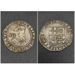 A 1607-09 James I Silver Shilling Coin. Full flan. Mint mark coronet. GF condition but please see