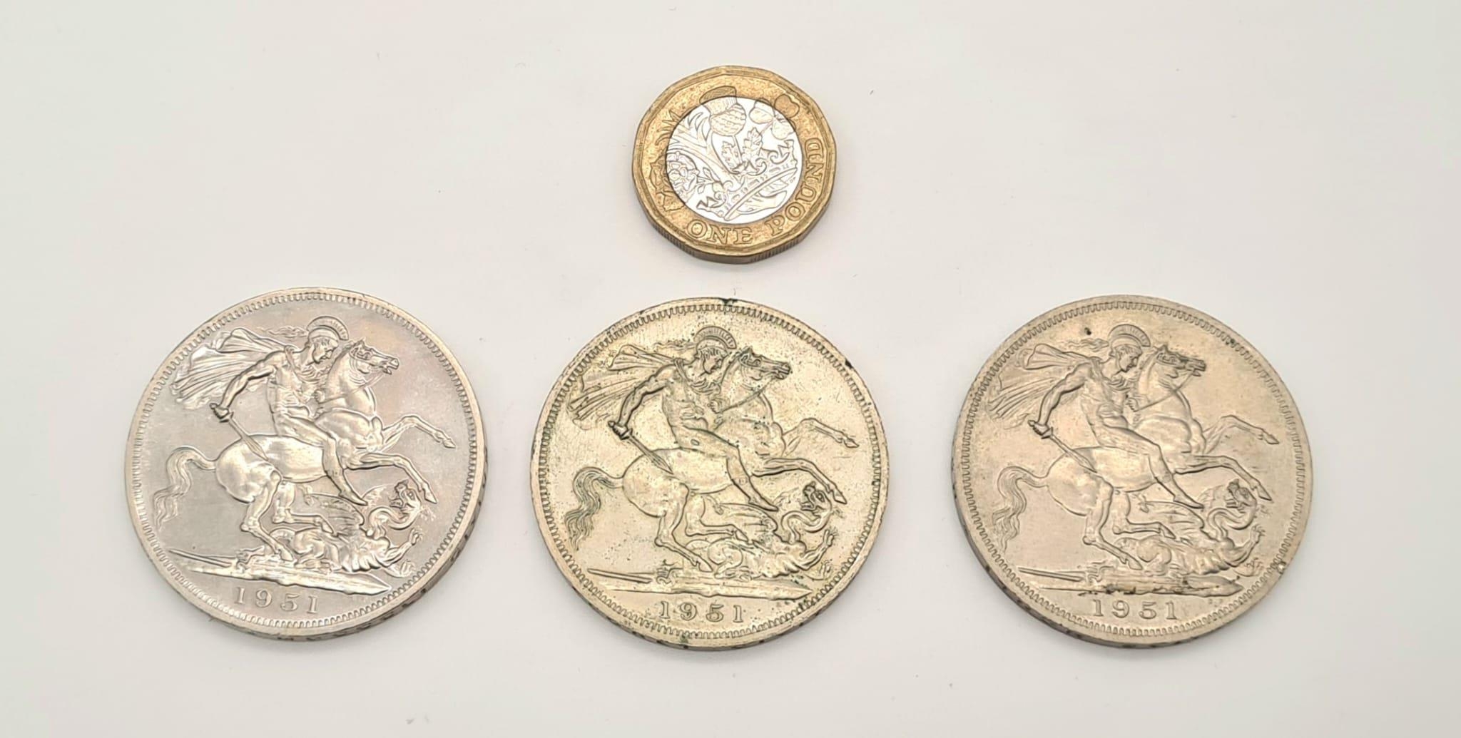Three Festival of Britain 1951 George VI Crowns. Two in original boxes. Please see photos for - Image 6 of 6