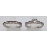 18K Wedding & Engagement diamond ring set. Size N 1/2. 2.53 grams (wedding ring), 3.00 grams (