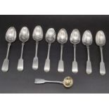 Nine Antique Silver Spoons. Most carry the hallmark of London 1839. Very good condition. 187.56g
