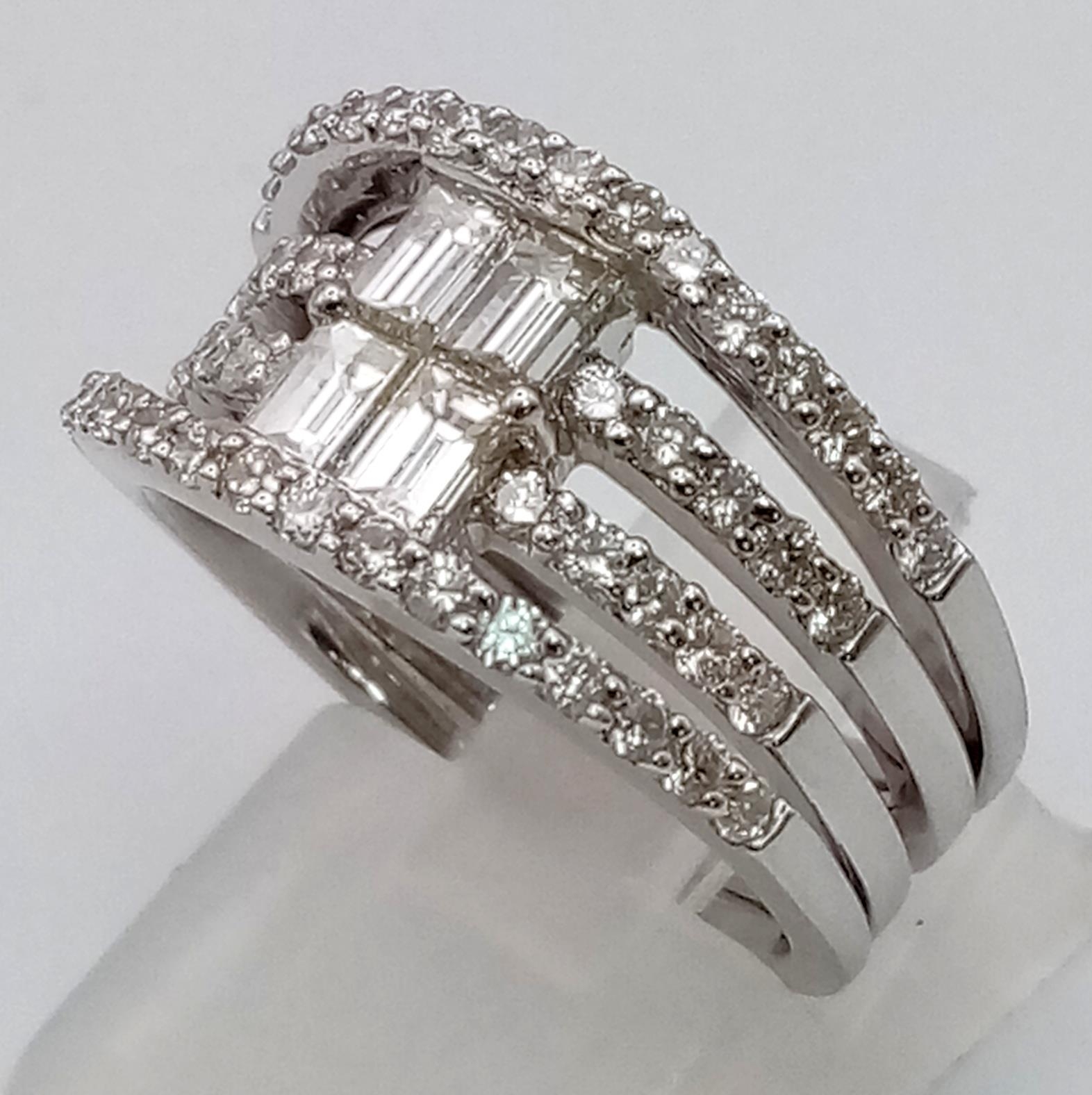 An 18K White Gold 1.4ct Diamond Fancy Cocktail Ring. This is the ultimate in a cocktail stacking