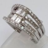 An 18K White Gold 1.4ct Diamond Fancy Cocktail Ring. This is the ultimate in a cocktail stacking