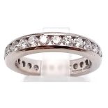 2.50 carat natural diamond full eternity ring channel set in 18 carat white gold.