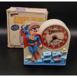 A Vintage Talking Superman Alarm Clock! Comes in original box. In good condition and working order