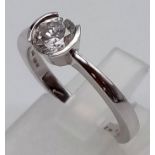 18CT WHITE GOLD DIAMOND S/S RING 0.75CT BEAUTIFUL STONE SIZE M 1/2