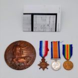WW1 Medal Trio & Death Plaque to P.G Tanswell who died during the 2nd Battle of Ypres. As he was