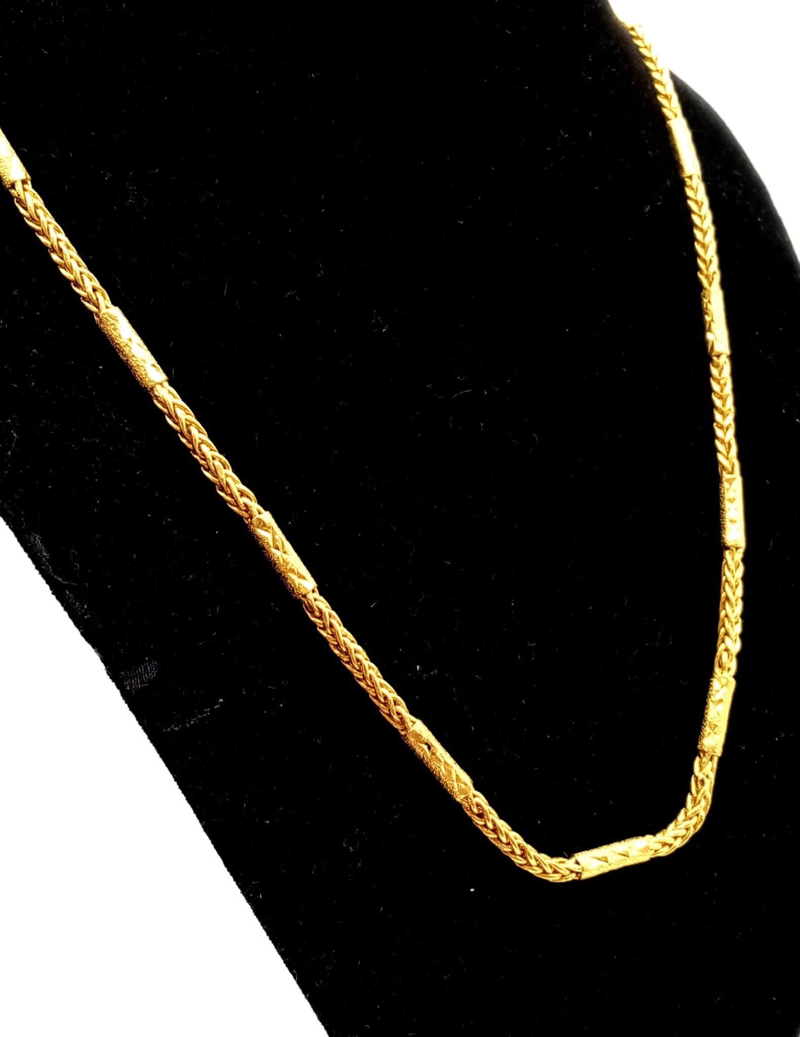 A 23K Yellow Gold Foxtail-Bar-Link Chain. 56cm. 45.22g. Tiny hole damage on one bar so a/f. Ref - - Image 2 of 3
