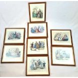 Eight Vintage Framed Prints of French Ladies. 28 x 23cm