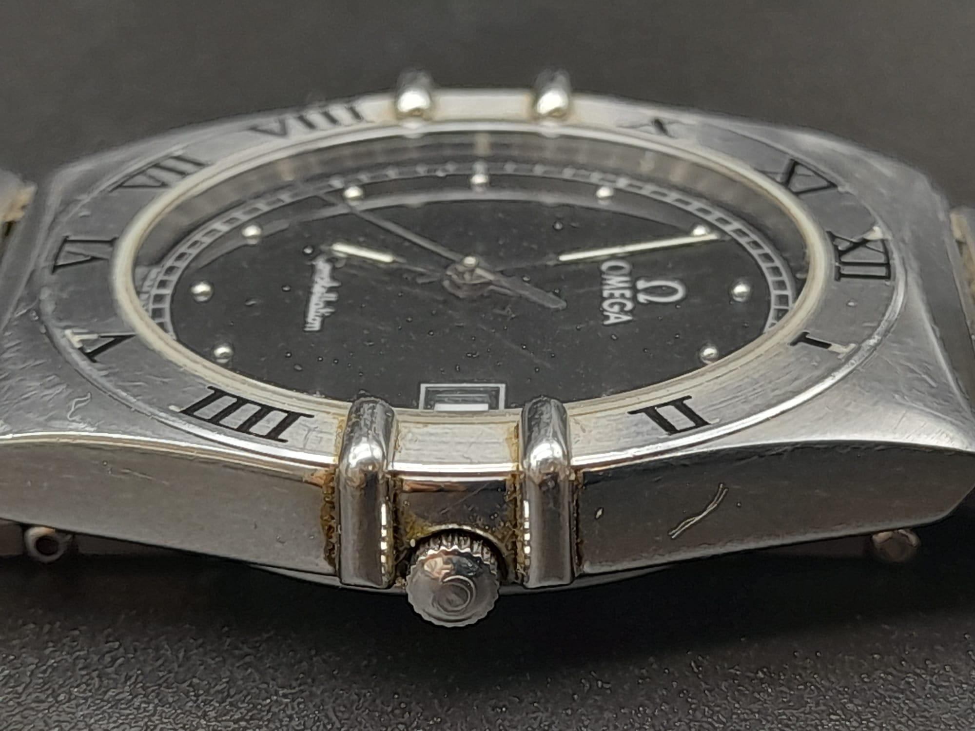 OMEGA CONSTELATION QUARTZ BRACELET WATCH WITH ORIGINAL BOX AND PAPERS. 32mm. Needs batteries. - Image 12 of 13