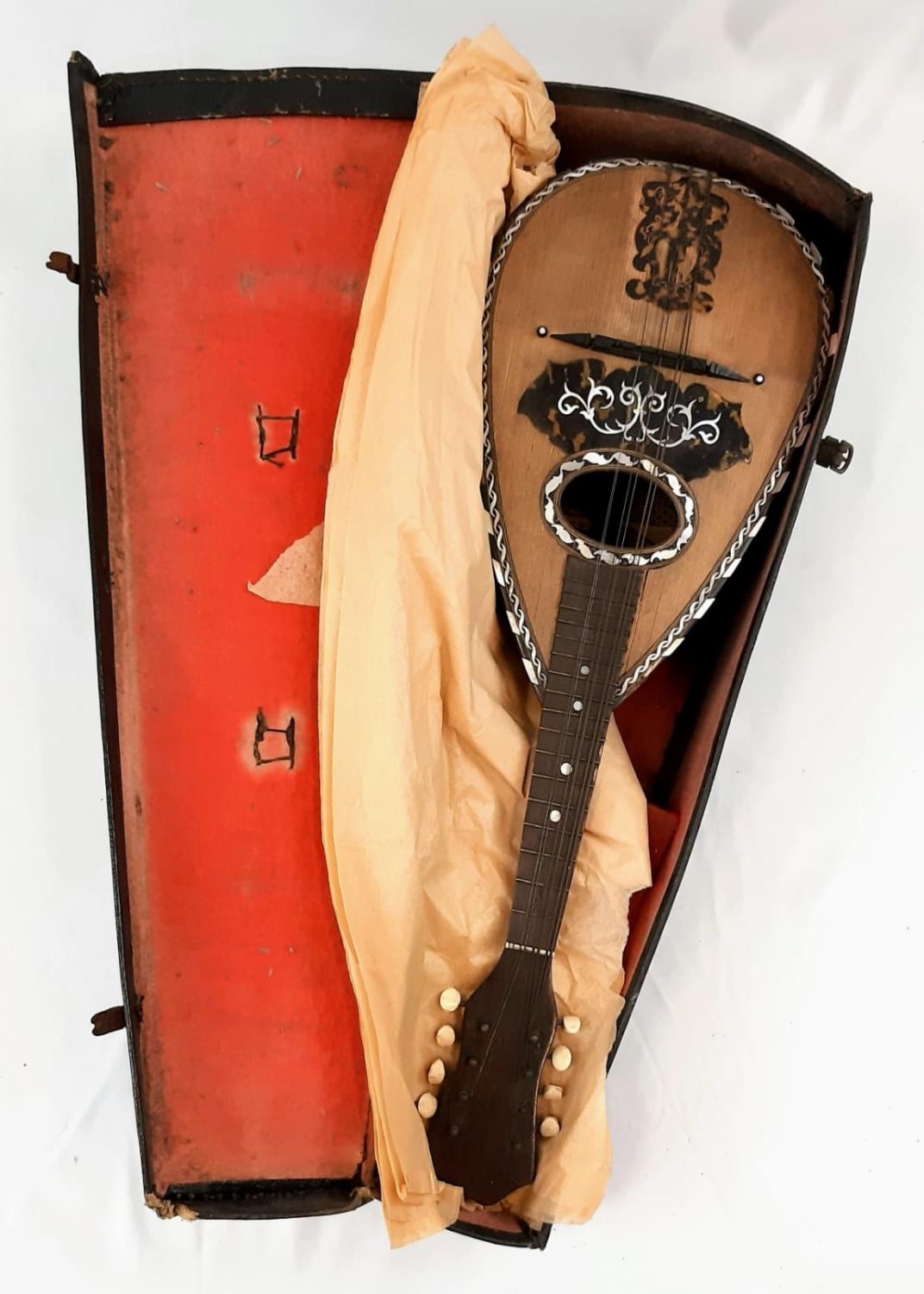 A Antique 1890s Roundback Mandolin. Marks for: Michele Maretea - W. Trengove of Whittlesea. In