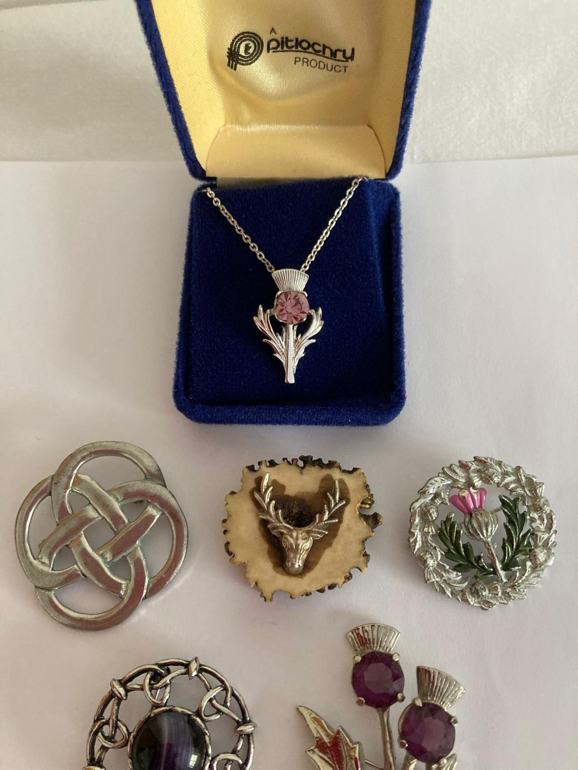Selection of Scottish/Celtic themed brooches and pendant with chain. Vintage and later. - Image 2 of 3