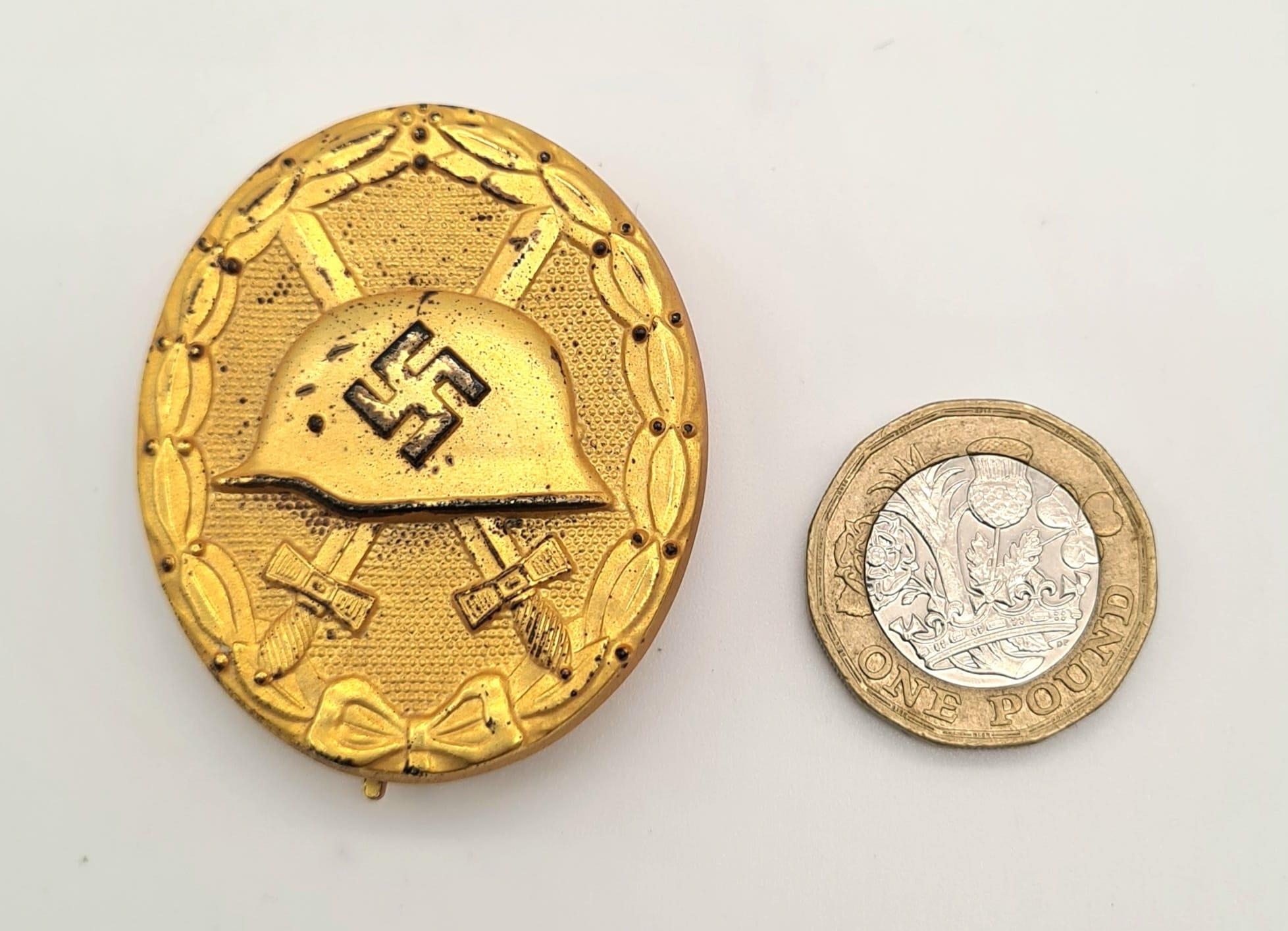3rd Reich Gold Grade Wound Badge. Stamped with the LDO no 30 for the maker Hauptmüzamt. These were - Image 3 of 4