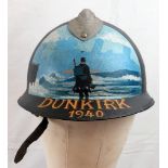 WW2 French M26 Model Helmet with post War painted Dunkirk Memorial.