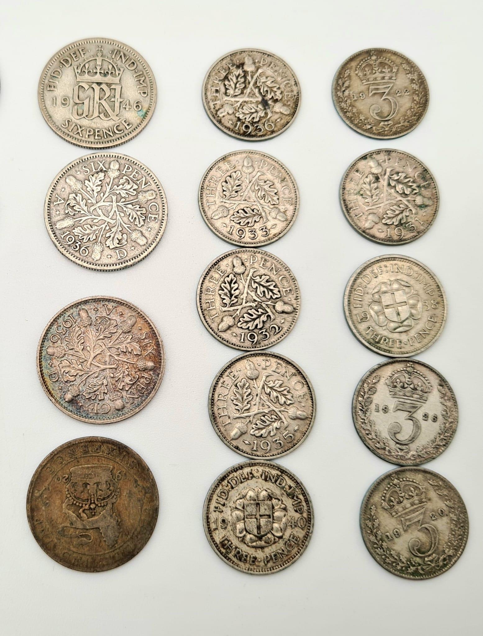 A Selection of Vintage Silver (.500) English Coins. Please see photos for conditions. 185g total