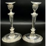 A Pair of Vintage Silver Candlesticks. Hallmarks for London 1960. Makers mark of A. Tate and Son.