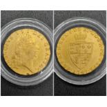 A 1779 George III Half Guinea 22K Gold Coin. VF condition but please see photos. 4.2g.