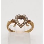 An Antique 18K Yellow Gold and Heart-Shaped Diamond Ring. Size L 1/2. 3.2g total weight.