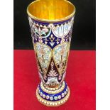 Russian silver enamel vase Weight 178.3 grams Height 13cm Diameter 5cm