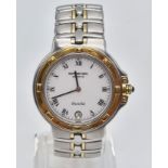 A Raymond Weil Parsifal Ladies Watch. Two tone strap and case - 34mm. White dial with date window.
