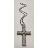 A Theo Fennell 18K White Gold Diamond Cross Pendant on an 18K White Gold Chain. Hundreds of