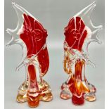 A Vintage, pair of Murano glass tropical fishes. Dimensions: 17 x 7 x 7 cm (appr). As Gold