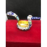 Russian silver enamel large bird kovsh Weight 208.8 grams Length 18.5cm Height top of tail 10.2cm