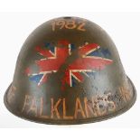 Falklands War Memorial Helmet. A British “Turtle” Helmet from the period dedicated to the Royal