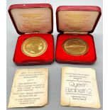 Two Queen Elizabeth 2 Medals Given To Those Who Sailed a Trans Atlantic Crossing in 1975. Both