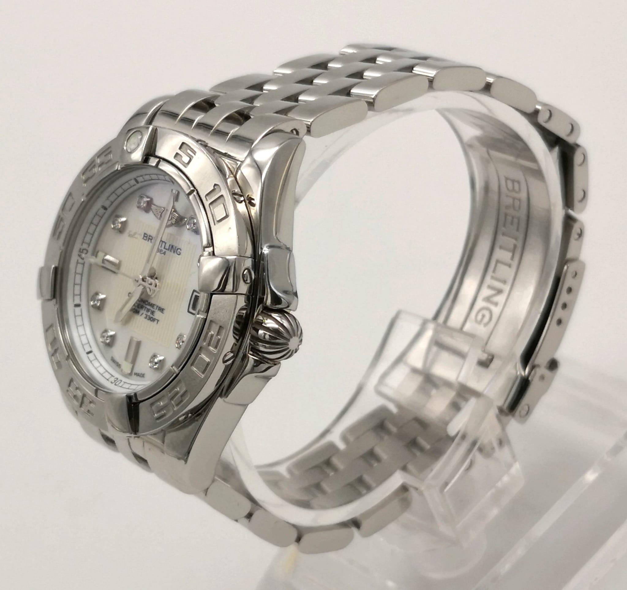 A Breitling Galactic 32 Stainless Steel and Diamond Ladies watch. Stainless steel strap and case - - Image 2 of 13