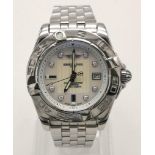 A Breitling Galactic 32 Stainless Steel and Diamond Ladies watch. Stainless steel strap and case -