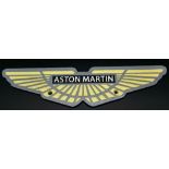 A cast iron ASTON MARTIN sign. Dimensions: 33 x 8 x 0.5 cm. Originally designed in early 20th