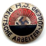 A First Pattern German Nazi HJ Pin Back Membership Badge - for wear on the early HJ visor cap