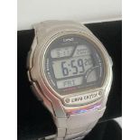 CASIO WAVE CEPTOR Multi function digital wristwatch in full working order. Silver tone with