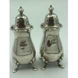 Vintage SILVER cruet set having clear hallmark for Walker and Hall, Chester 1940. Approx 63 grams.