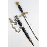 A 1st Pattern WW2 Luftwaffe Nazi Dagger with Scabbard and Nickel Ring Chain. Makers mark of Gebr