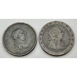 A 1797 King George III Cartwheel Penny and an 1807 Penny Coin. Please see photos for conditions.