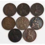 Eight Early Farthing Coins - 1822-1853. Please see photos for conditions.